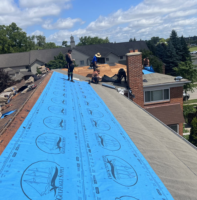Residential roofing crew